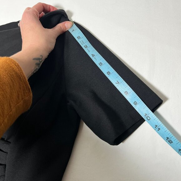 Kay Unger New York Black Shawl Collar Ruched Sheath Knit Mini Dress Size 8 - Picture 6 of 12